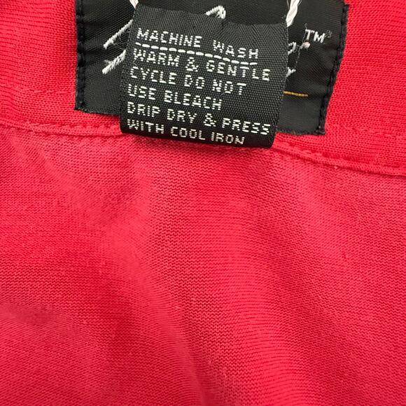 1990s Y2K Era Vintage MEROLA Men's Fashion Polo Shirt Solid Red - Picture 5 of 5